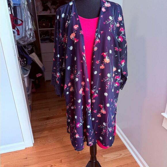 Floral Kimono and Pink Dress Set - Picture 2 of 7